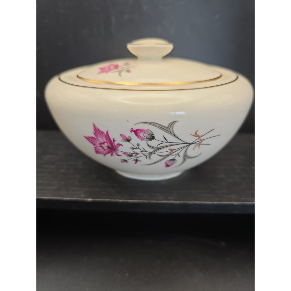 Vtg. Cunningham & Pickett Stardust‎ Sugar Bowl with Lid, Gold Gilta